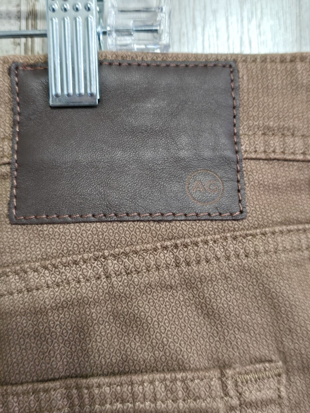 AG Adriano Goldschmied Brown Everett SUD Sueded Sateen Slim Straight Pants 40x32 - Picture 4 of 7